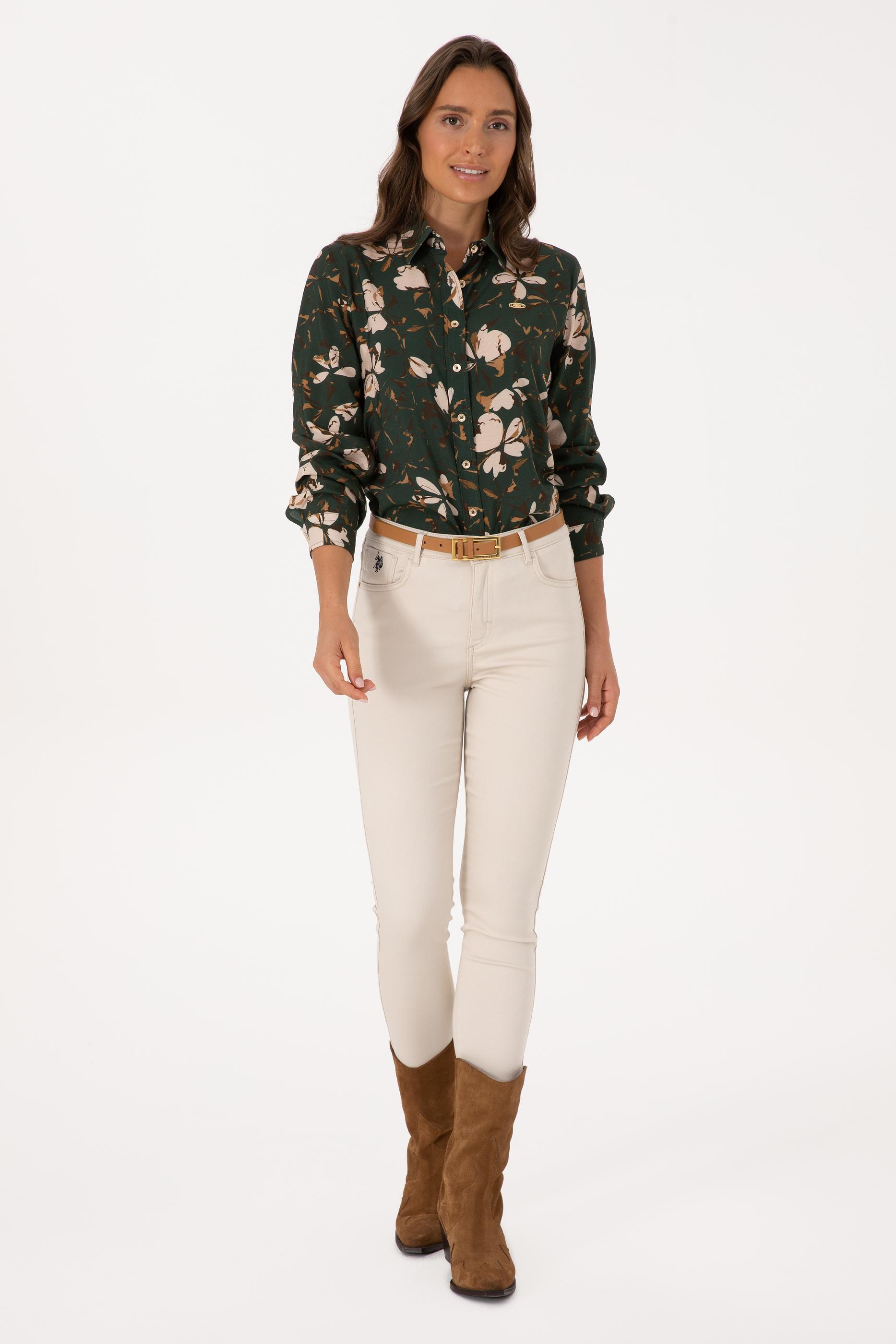 Kadın Koyu Yeşil Uzun Kollu Gömlek