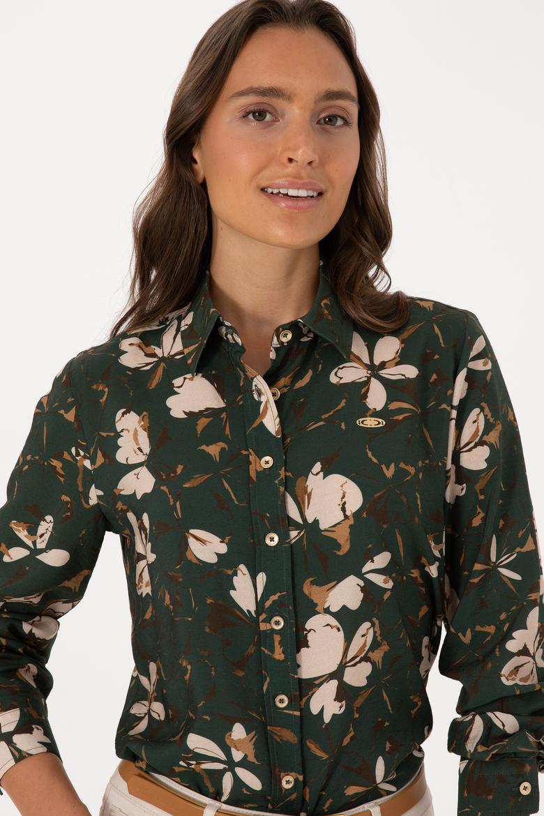 Kadın Koyu Yeşil Uzun Kollu Gömlek - 50308773005