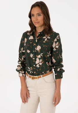 Kadın Koyu Yeşil Uzun Kollu Gömlek - 50308773005