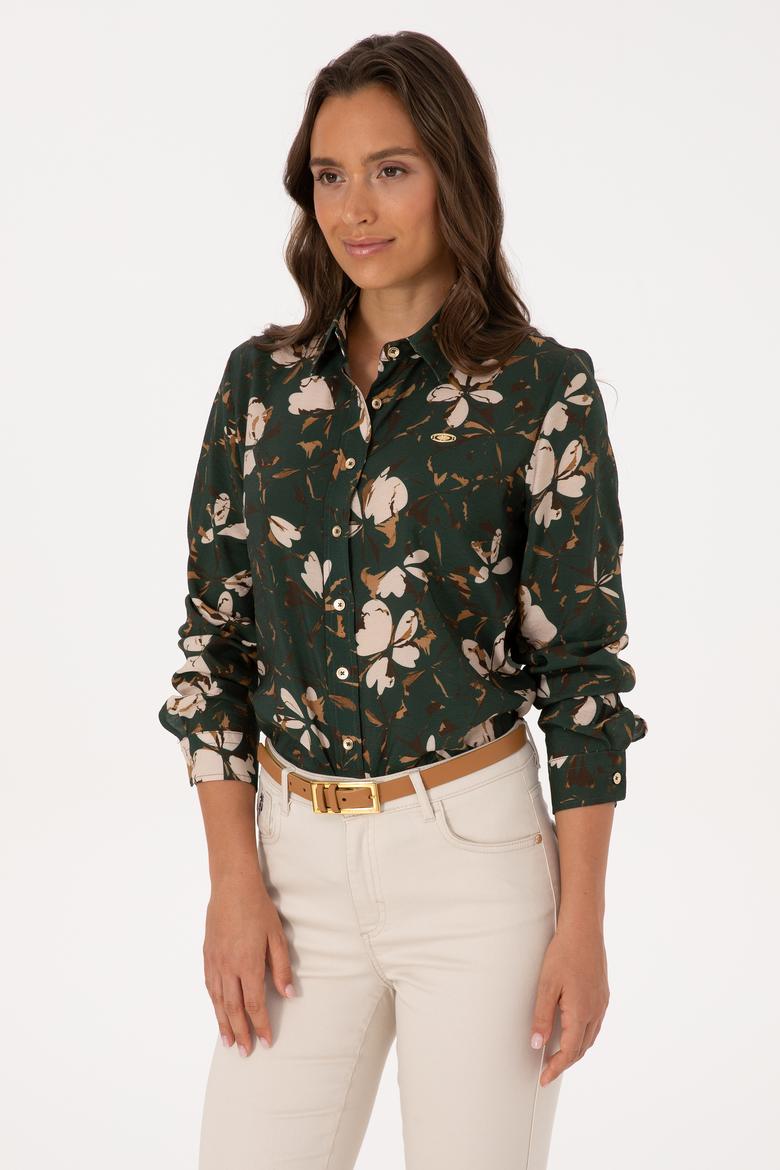 Kadın Koyu Yeşil Uzun Kollu Gömlek - 50308773005