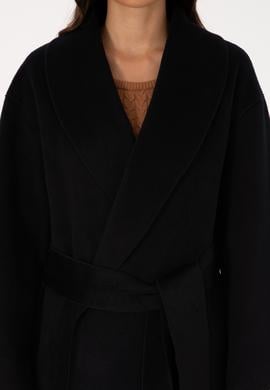 Kadın Siyah Kaşe Kaban - 50309465025