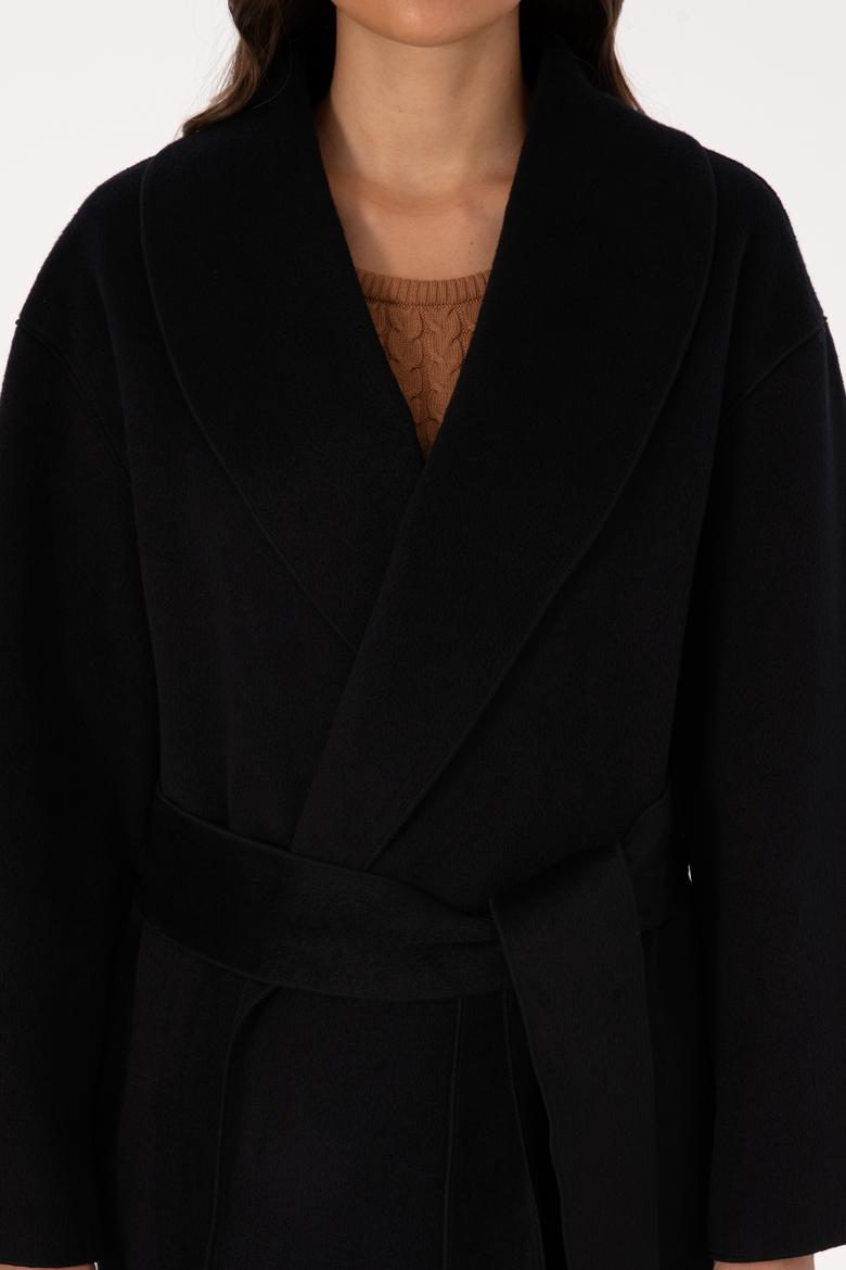 Kadın Siyah Kaşe Kaban - 50309465025