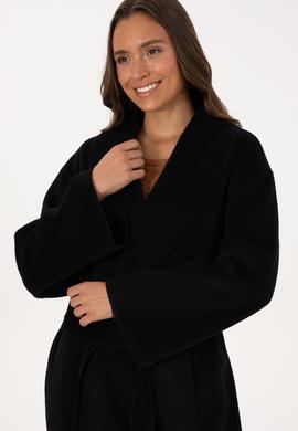 Kadın Siyah Kaşe Kaban - 50309465025