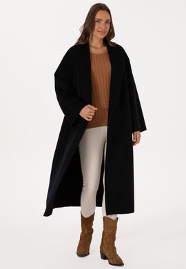 Kadın Siyah Kaşe Kaban - 50309465025