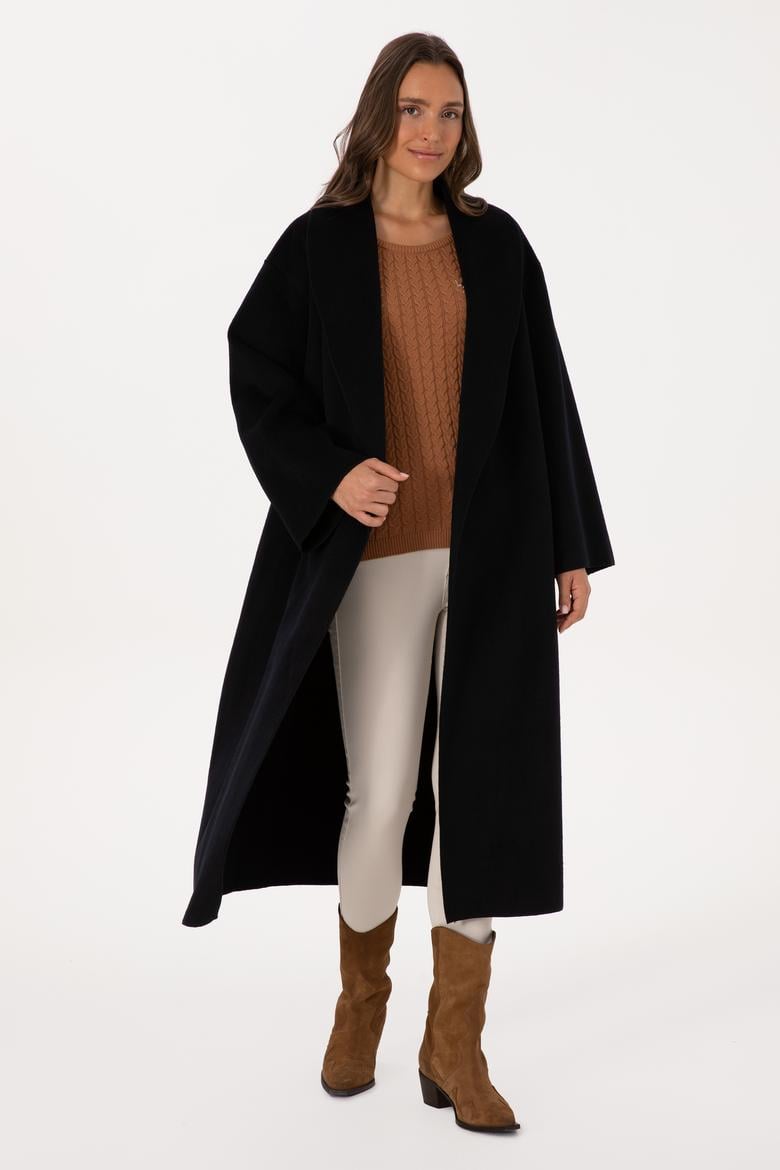 Kadın Siyah Kaşe Kaban - 50309465025