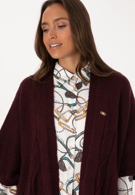 Kadın Bordo Triko Panço - 50310008005