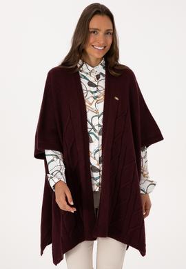 Kadın Bordo Triko Panço - 50310008005