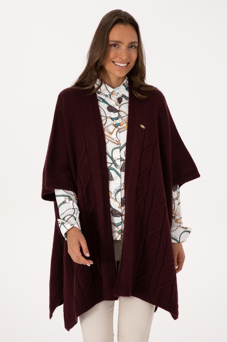 Kadın Bordo Triko Panço