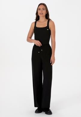 Kadın Siyah Kanvas Loose Fit Pantolon - 50309340010