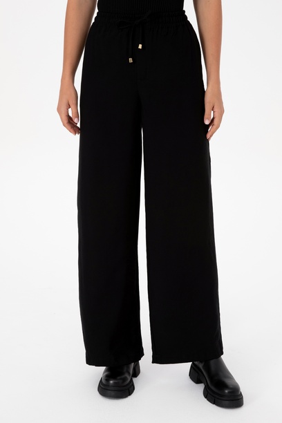 Kadın Siyah Kanvas Loose Fit Pantolon