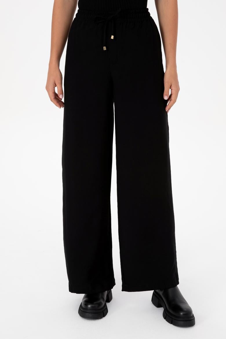Kadın Siyah Kanvas Loose Fit Pantolon - 50309340010