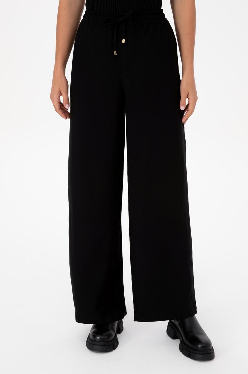 Kadın Siyah Kanvas Loose Fit Pantolon