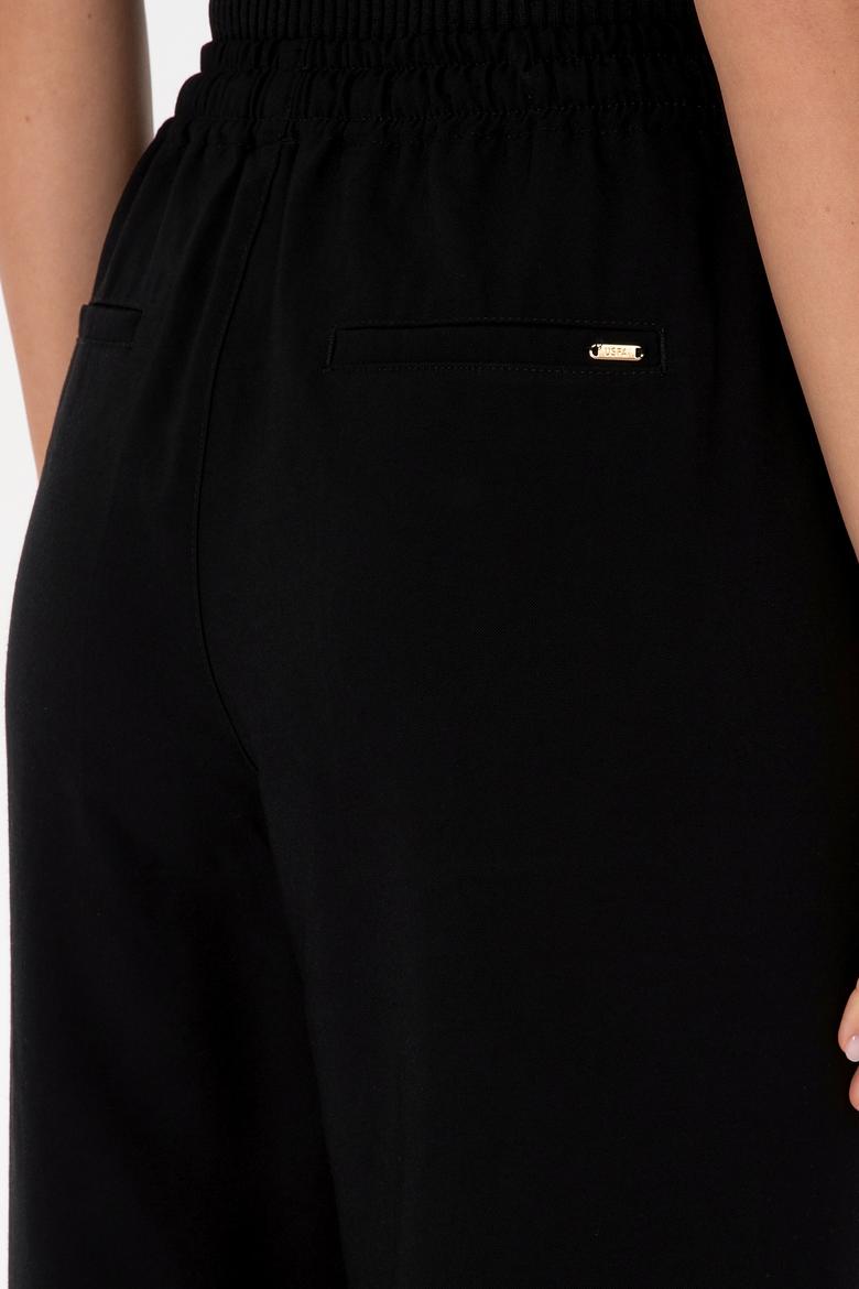 Kadın Siyah Kanvas Loose Fit Pantolon - 50309340010