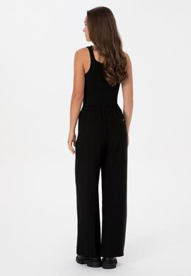 Kadın Siyah Kanvas Loose Fit Pantolon - 50309340010