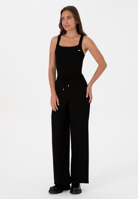 Kadın Siyah Kanvas Loose Fit Pantolon - 50309340010