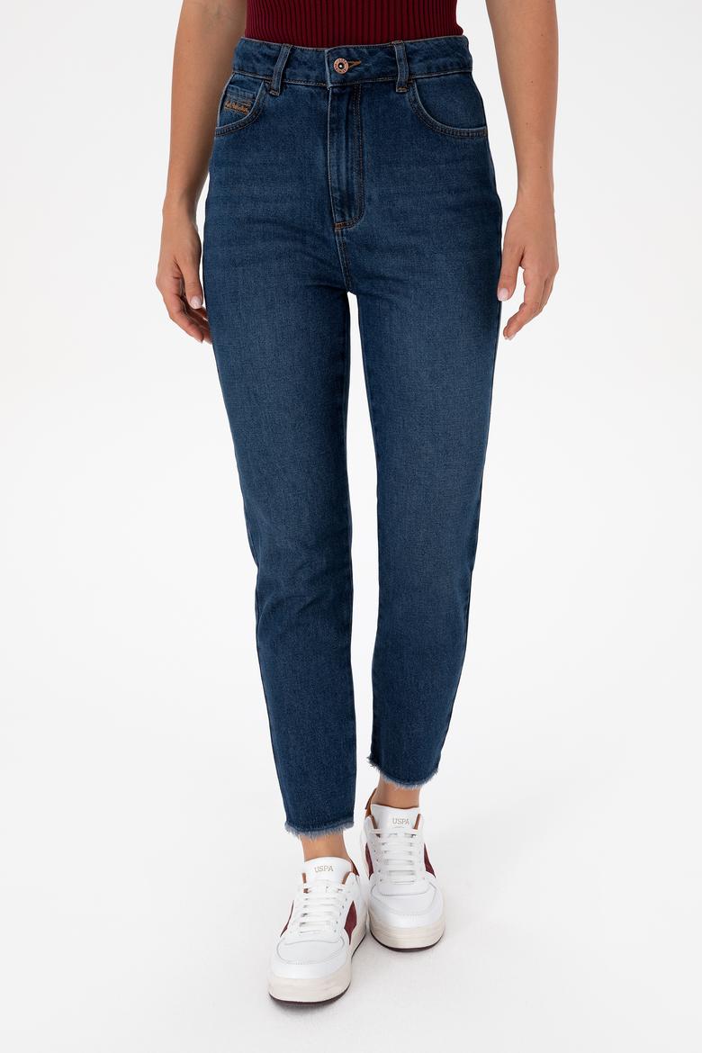 Kadın Koyu Mavi Mom High Waist Fit Jean Pantolon - 50316560003