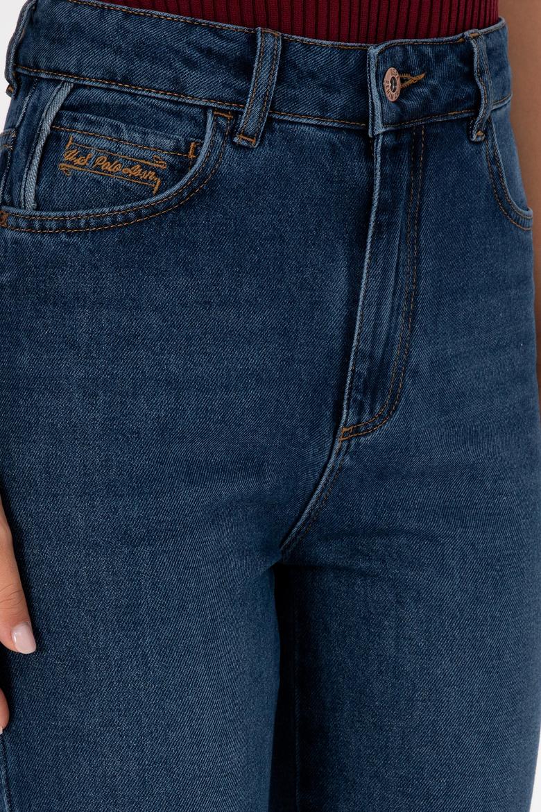 Kadın Koyu Mavi Mom High Waist Fit Jean Pantolon - 50316560003