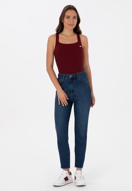 Kadın Koyu Mavi Mom High Waist Fit Jean Pantolon - 50316560003