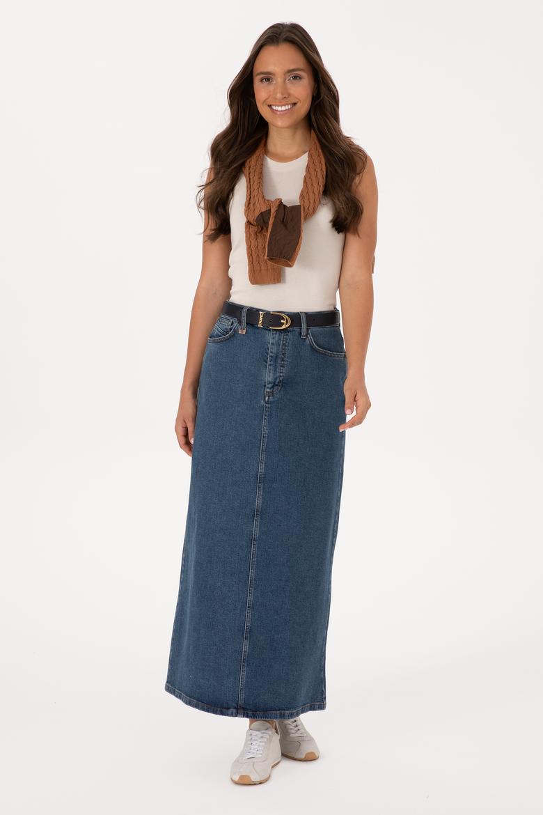 Kadın Yeşil Jean Etek - 50309350014