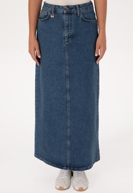 Kadın Yeşil Jean Etek - 50309350014