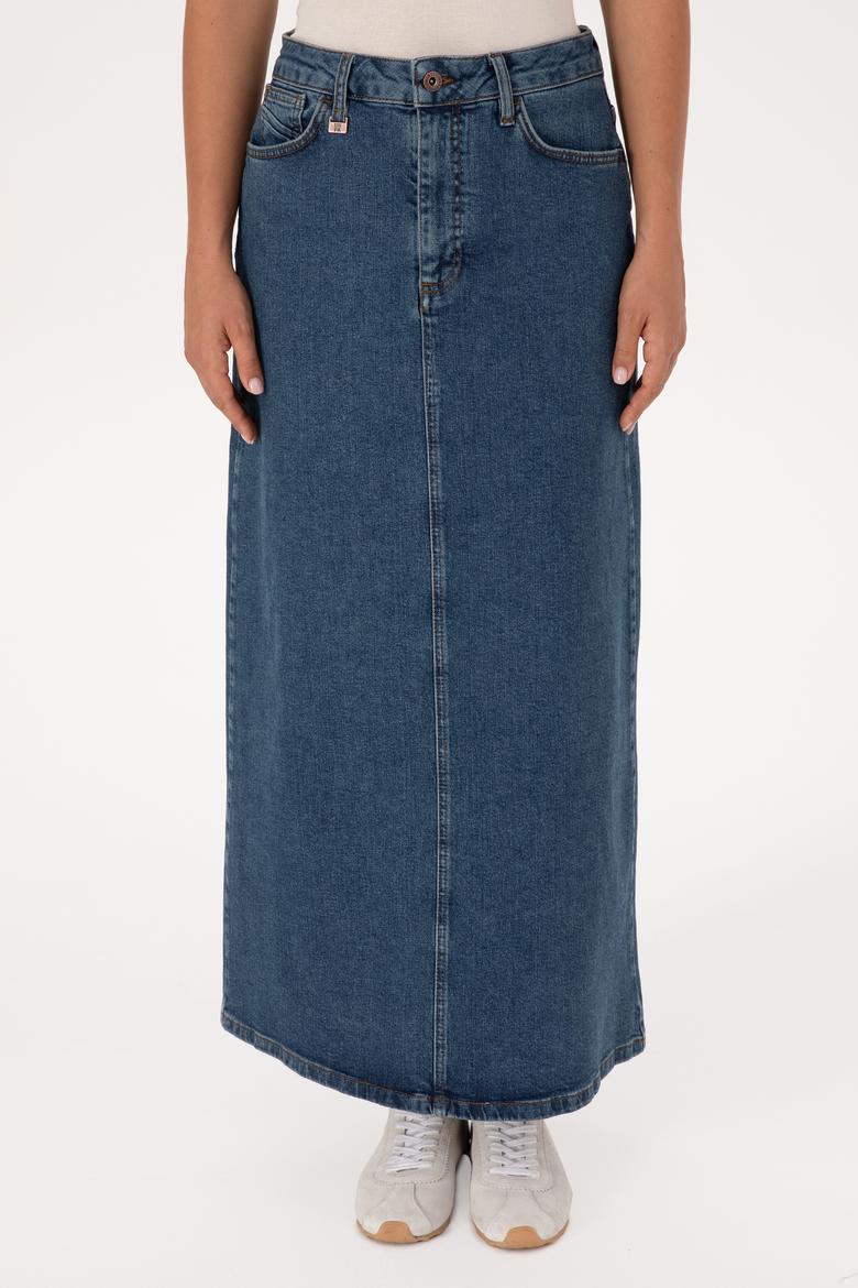 Kadın Yeşil Jean Etek - 50309350014