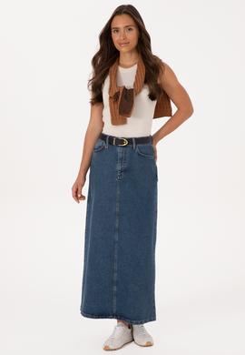 Kadın Yeşil Jean Etek - 50309350014