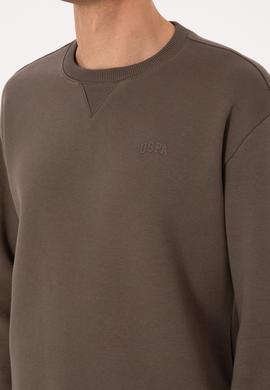 Erkek Comfort Fit Bisiklet Yaka Şardonlu Vizon Basic Sweatshirt - 50313757247