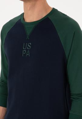 Erkek Bisiklet Yaka Regular Fit Koyu Yeşil İnce Sweatshirt - 50315420057