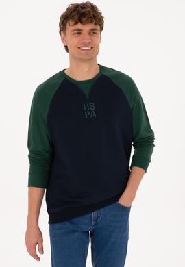 Erkek Bisiklet Yaka Regular Fit Koyu Yeşil İnce Sweatshirt - 50315420057