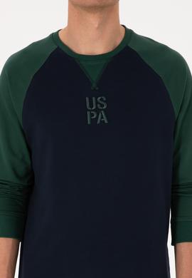 Erkek Bisiklet Yaka Regular Fit Koyu Yeşil İnce Sweatshirt - 50315420057