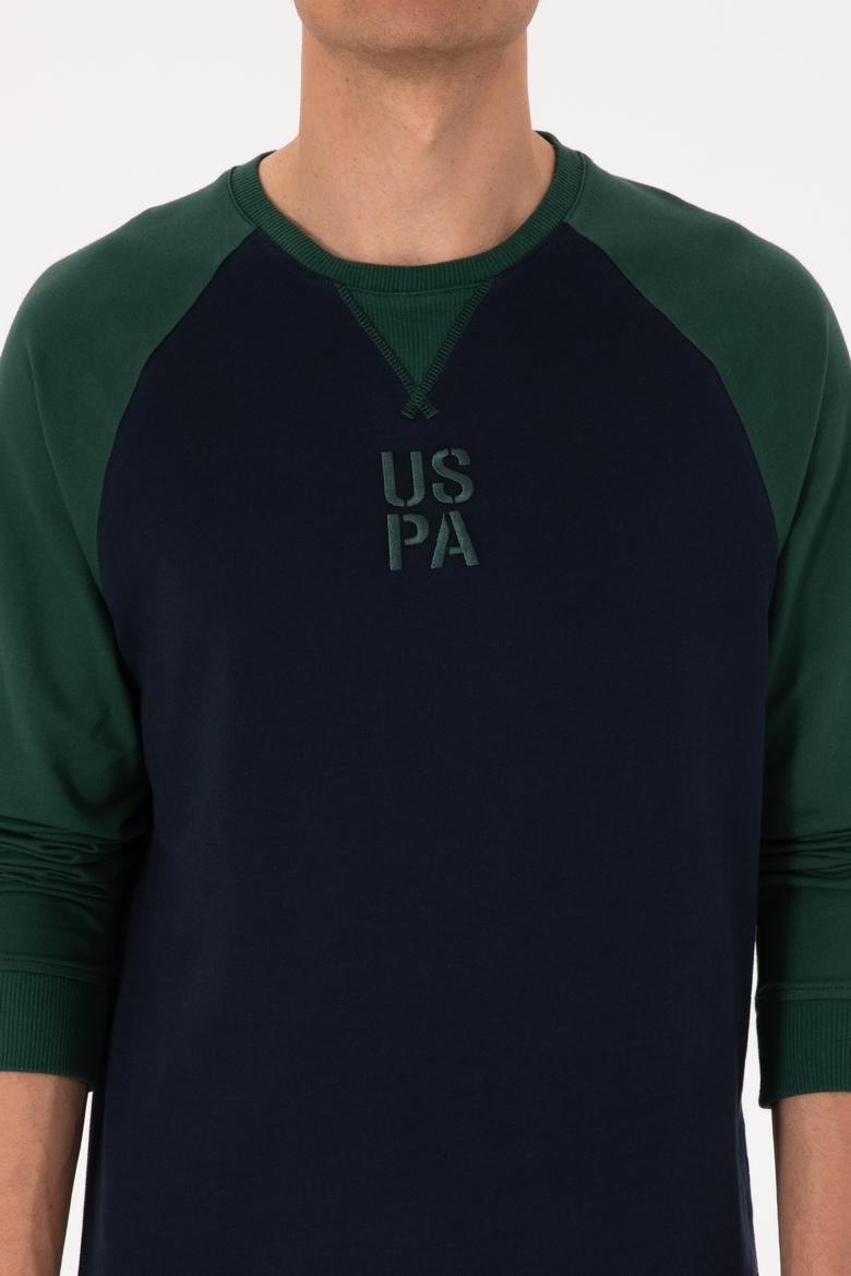 Erkek Bisiklet Yaka Regular Fit Koyu Yeşil İnce Sweatshirt - 50315420057