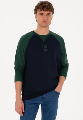 Erkek Bisiklet Yaka Regular Fit Koyu Yeşil İnce Sweatshirt - 50315420057