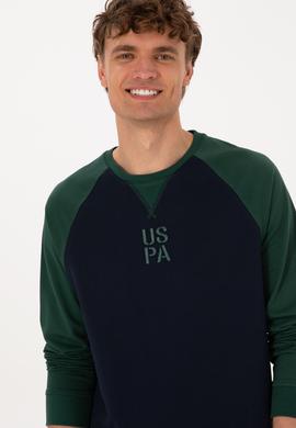 Erkek Bisiklet Yaka Regular Fit Koyu Yeşil İnce Sweatshirt - 50315420057