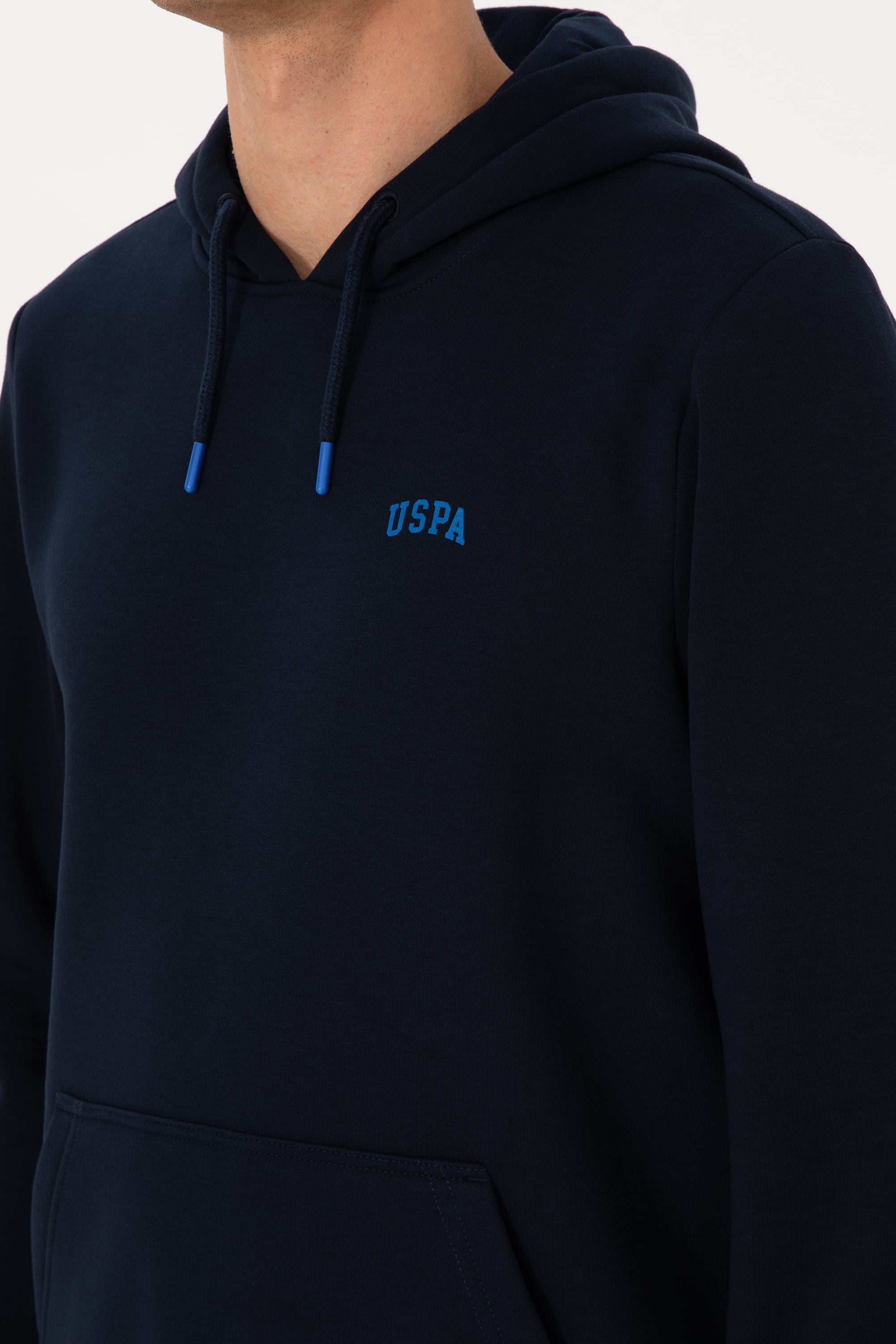 Erkek Regular Fit Kapüşonlu Şardonlu Lacivert Basic Sweatshirt