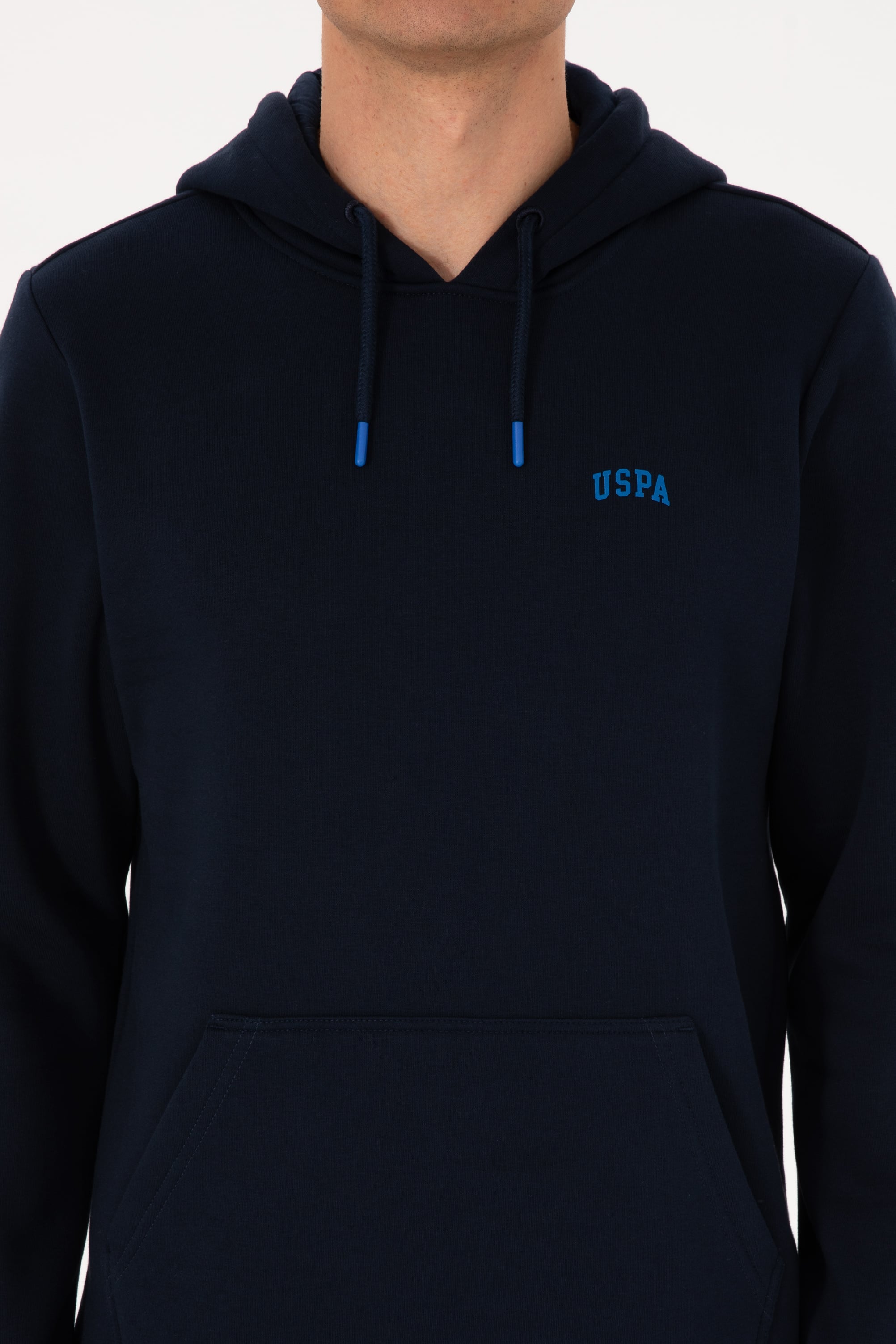 Erkek Regular Fit Kapüşonlu Şardonlu Lacivert Basic Sweatshirt