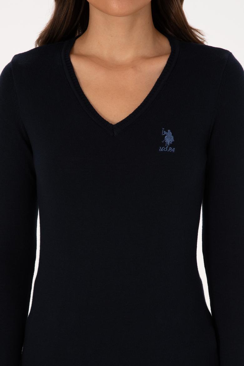 Kadın Lacivert V Yaka Basic Kazak - 50307712017