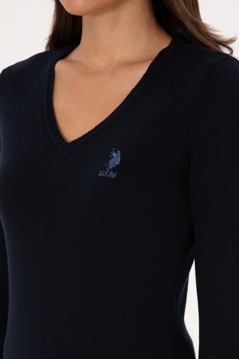 Kadın Lacivert V Yaka Basic Kazak - 50307712017