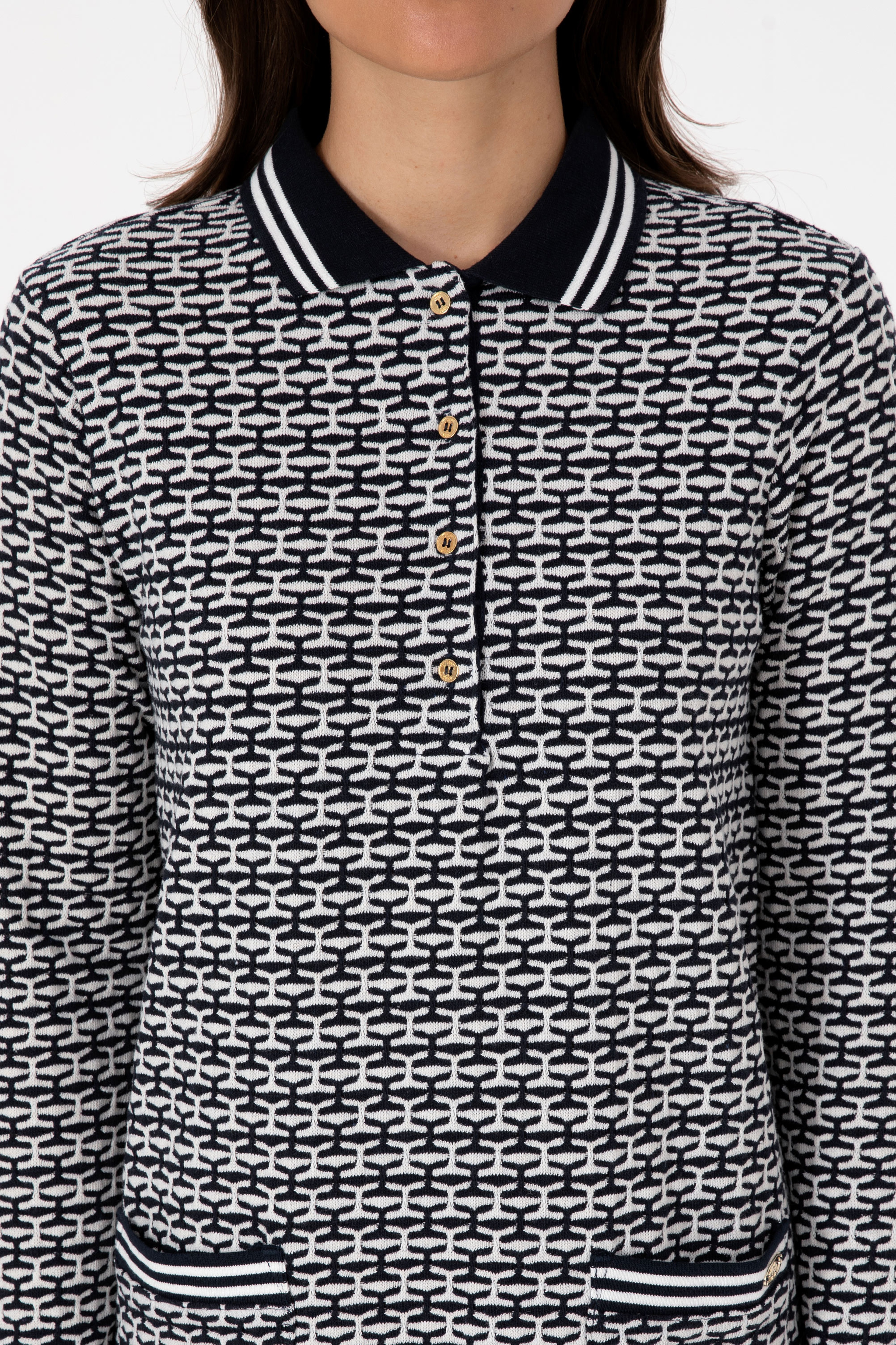 Kadın Lacivert Mini Boy Polo Yaka Örme Elbise