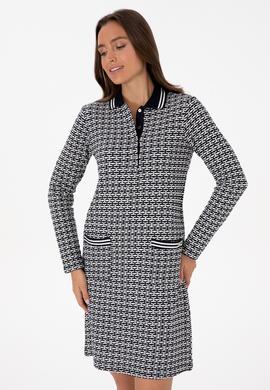 Kadın Lacivert Mini Boy Polo Yaka Örme Elbise - 50309094008