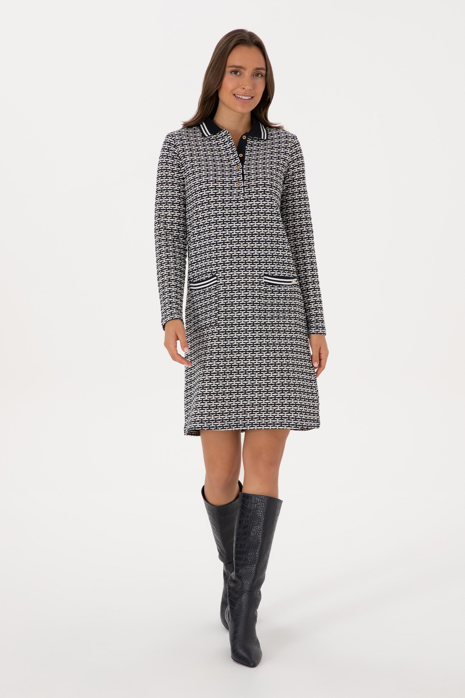 Kadın Lacivert Mini Boy Polo Yaka Örme Elbise