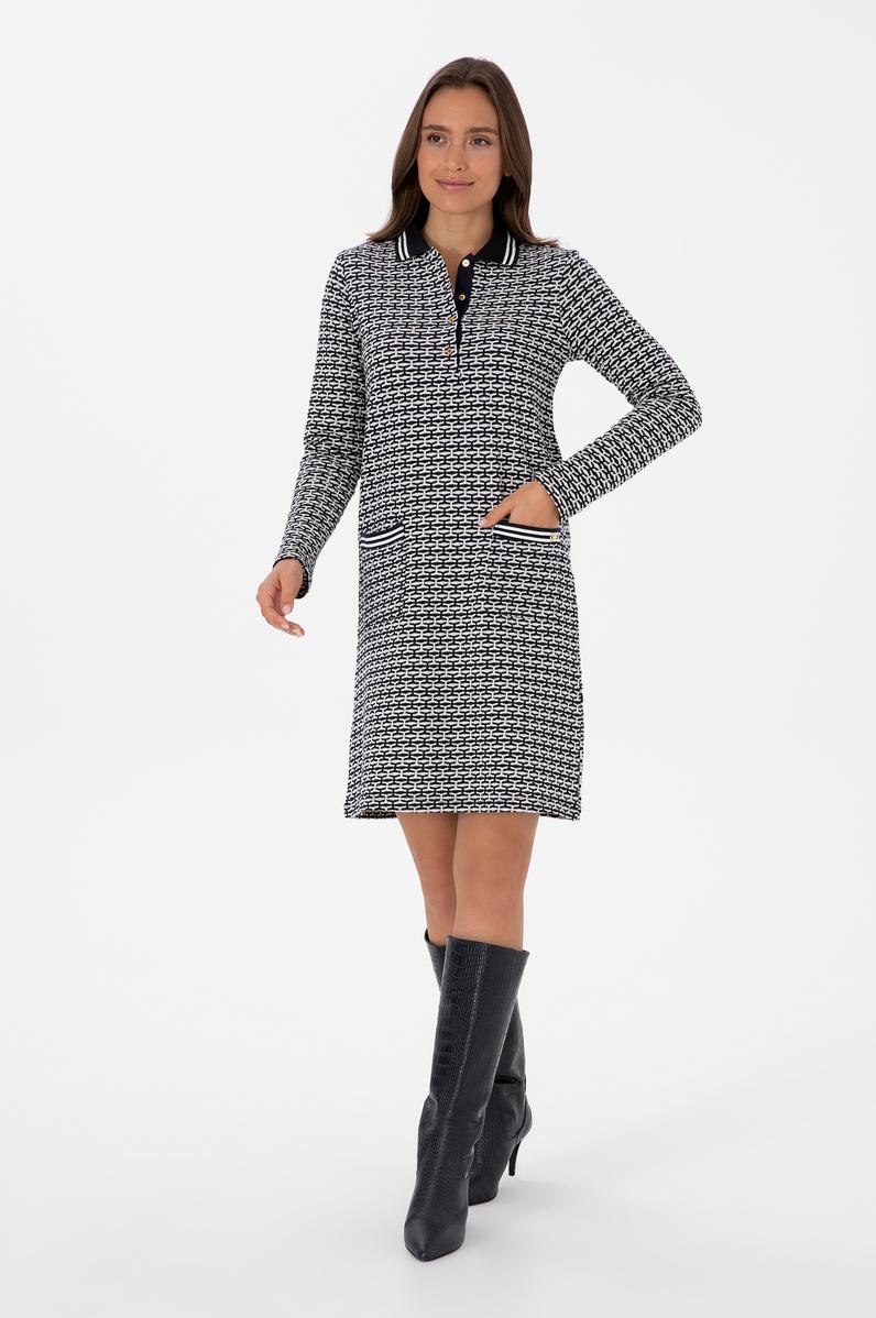 Kadın Lacivert Mini Boy Polo Yaka Örme Elbise