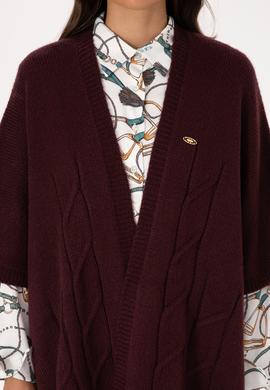 Kadın Bordo Triko Panço - 50310008005