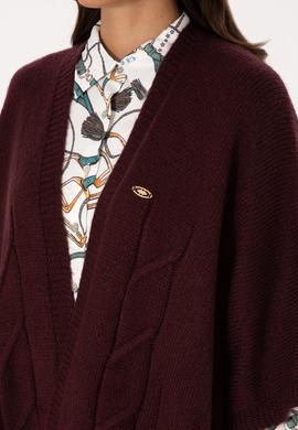 Kadın Bordo Triko Panço - 50310008005