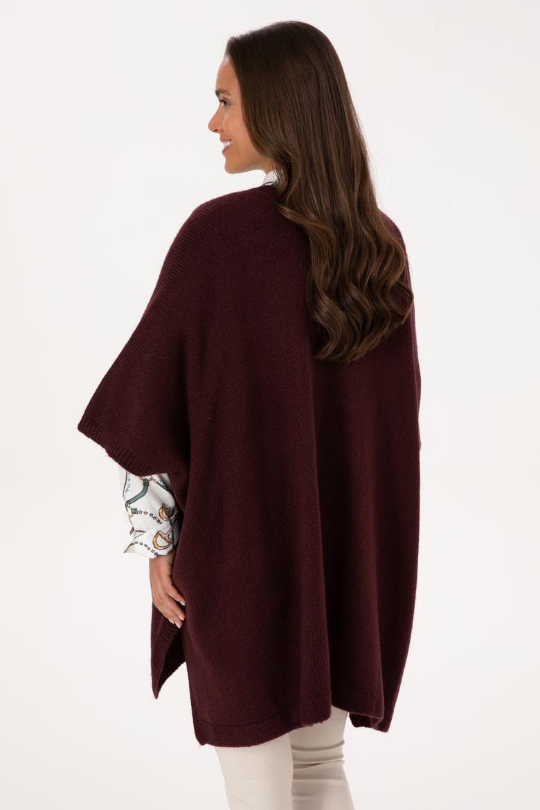 Kadın Bordo Triko Panço - 50310008005