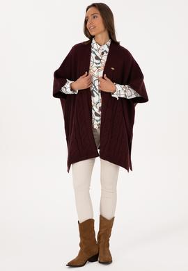 Kadın Bordo Triko Panço - 50310008005