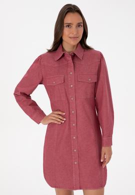 Kadın Koyu Frambuaz Dokuma Elbise - 50308597021