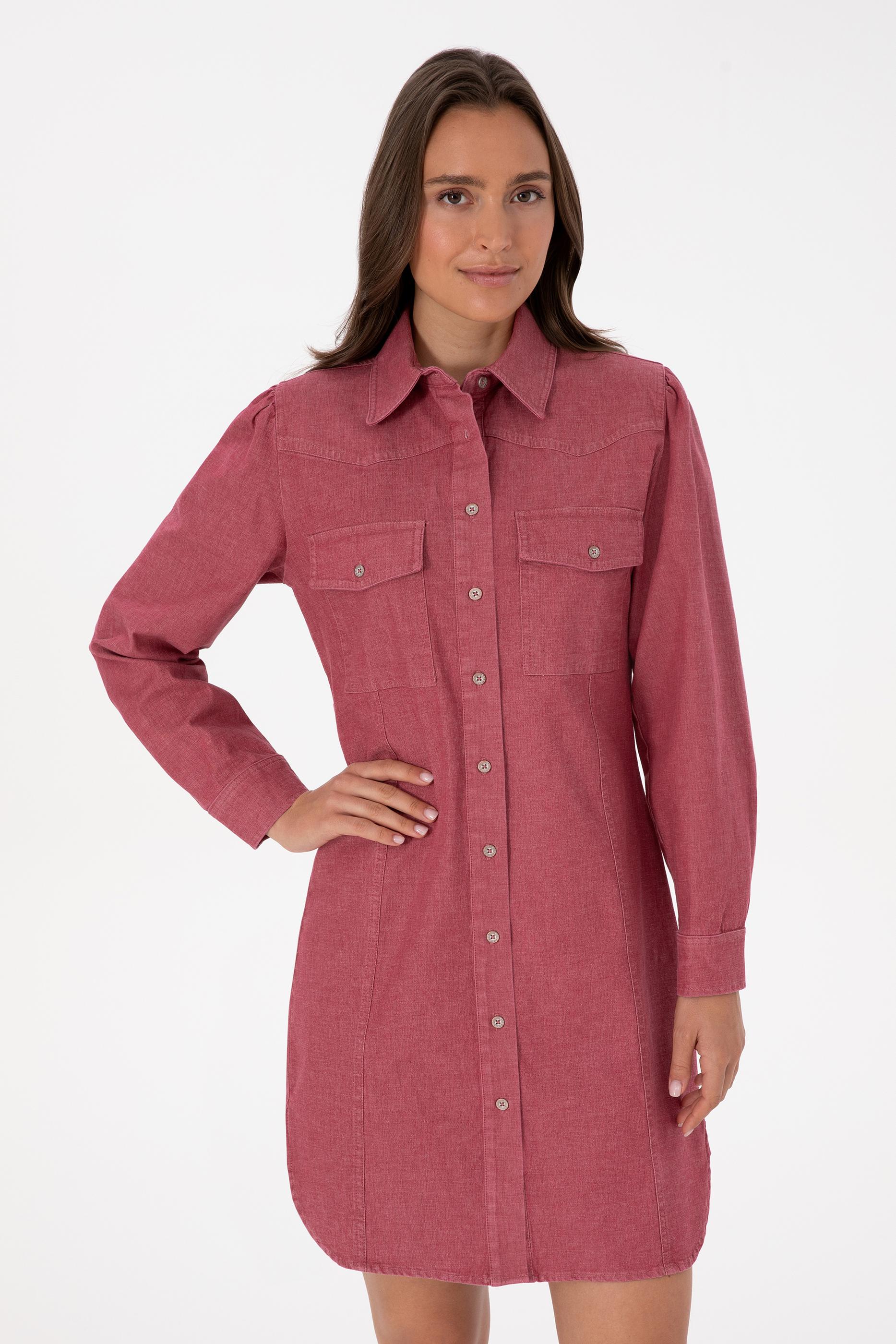 Kadın Koyu Frambuaz Dokuma Elbise