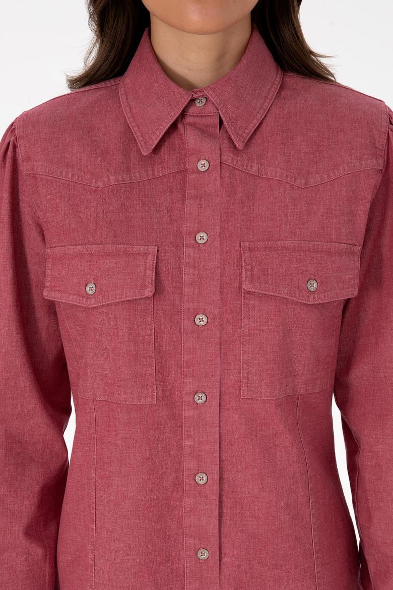 Kadın Koyu Frambuaz Dokuma Elbise - 50308597021