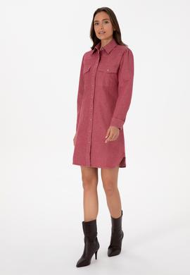 Kadın Koyu Frambuaz Dokuma Elbise - 50308597021