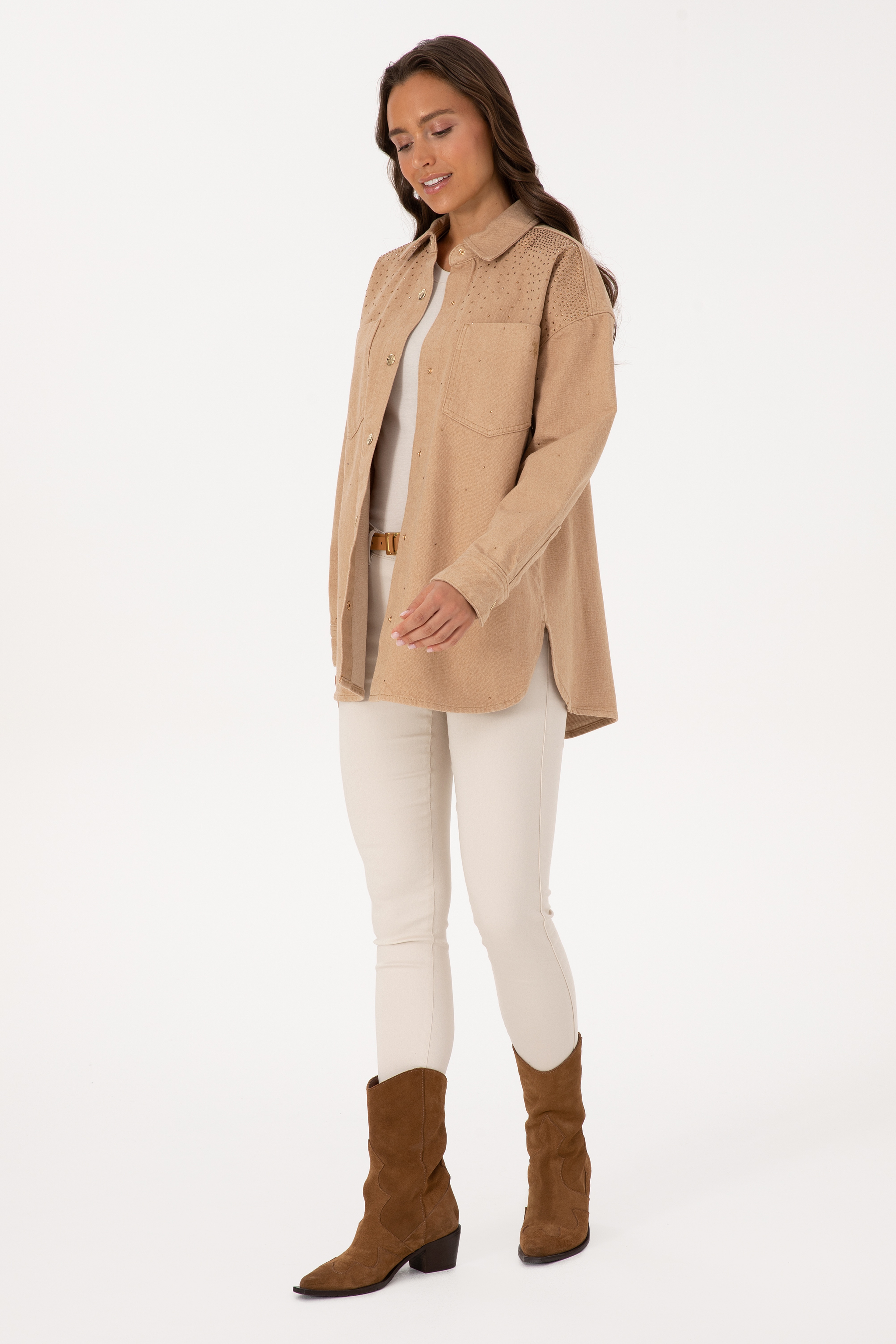 Kadın Camel Jean Gömlek - Image 4